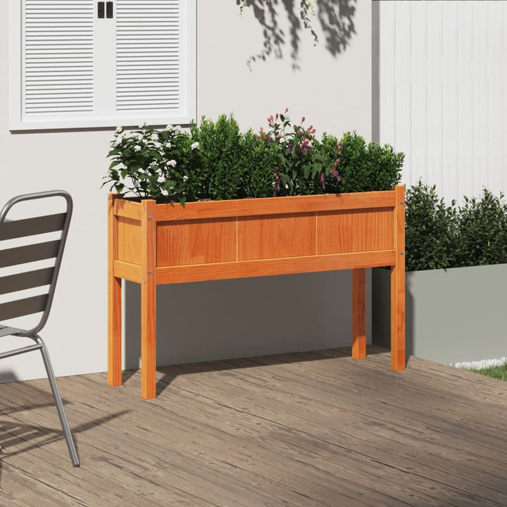 Jardinieră Grădină Cu Picioare Maro Ceruit 110X31X70Cm Lemn Pin