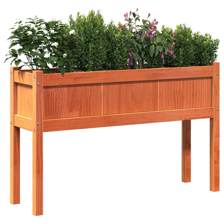Jardinieră Grădină Cu Picioare Maro Ceruit 110X31X70Cm Lemn Pin