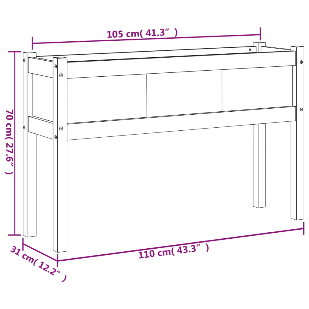 Jardinieră Grădină Cu Picioare Maro Ceruit 110X31X70Cm Lemn Pin