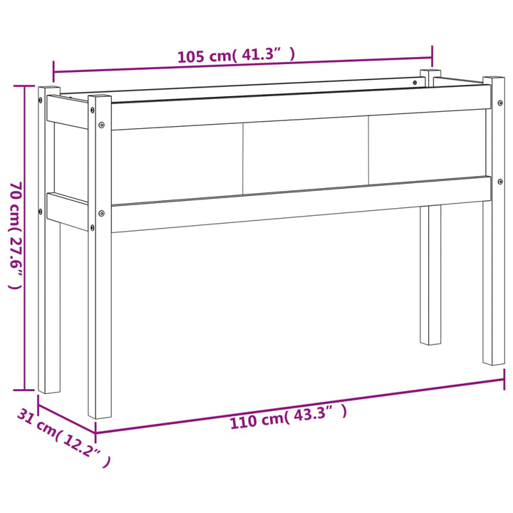 Jardinieră Grădină Cu Picioare Maro Ceruit 110X31X70Cm Lemn Pin