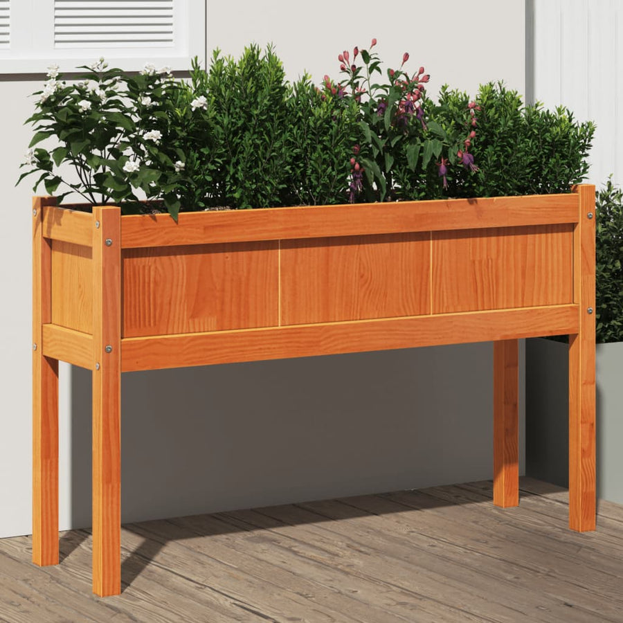 Jardinieră Grădină Cu Picioare Maro Ceruit 110X31X70Cm Lemn Pin