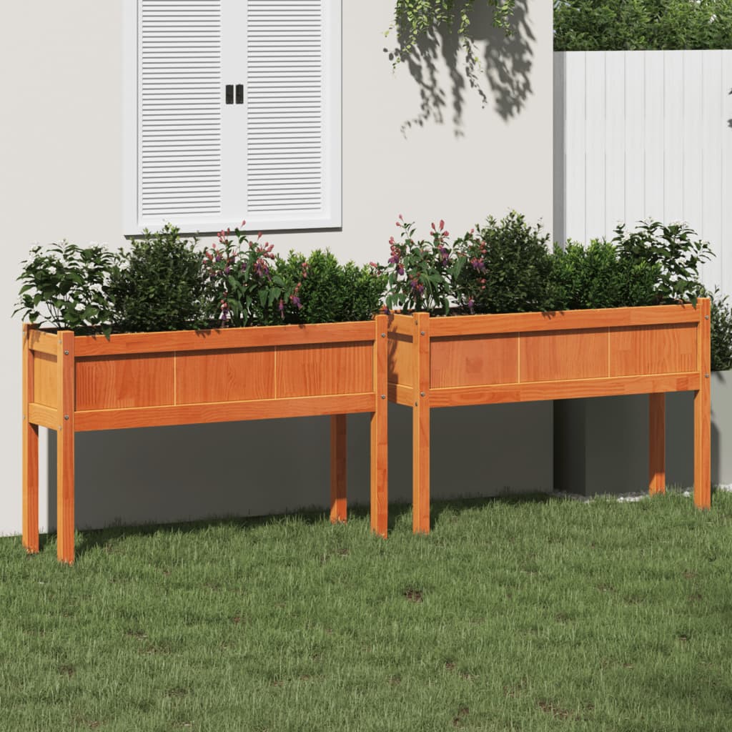 Jardinieră Grădină Cu Picioare Maro Ceruit 110X31X70Cm Lemn Pin