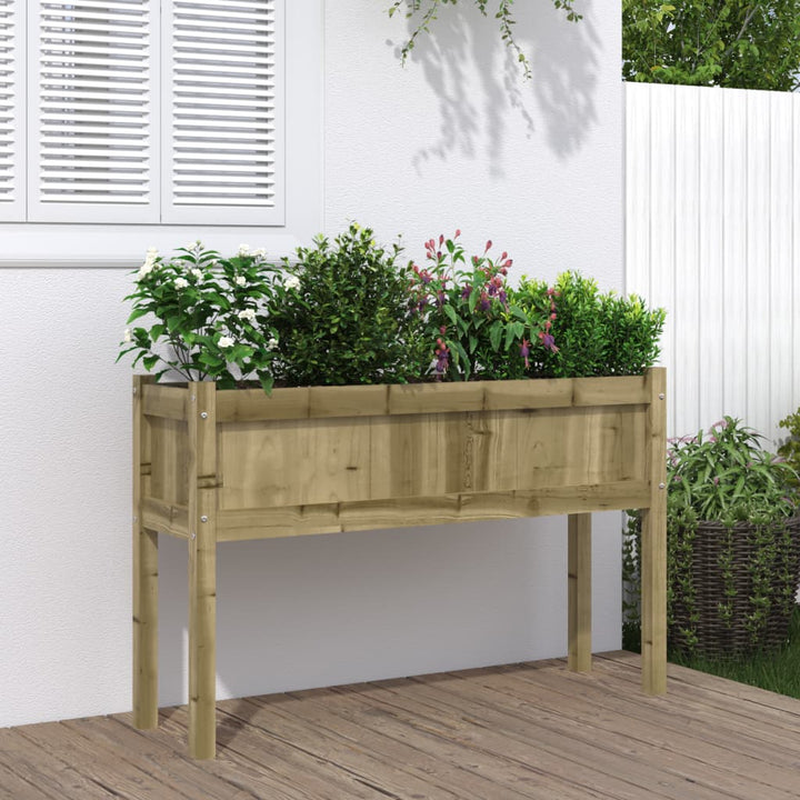 Jardinieră Grădină Cu Picioare Maro Ceruit 110X31X70Cm Lemn Pin