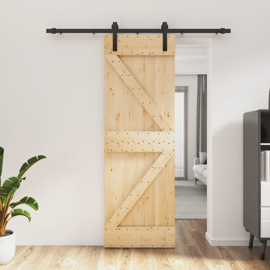 Ușă Glisantă Cu Set De Feronerie 70X210 Cm, Lemn Masiv De Pin