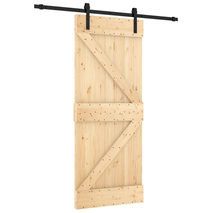 Ușă Glisantă Cu Set De Feronerie 85X210 Cm, Lemn Masiv De Pin