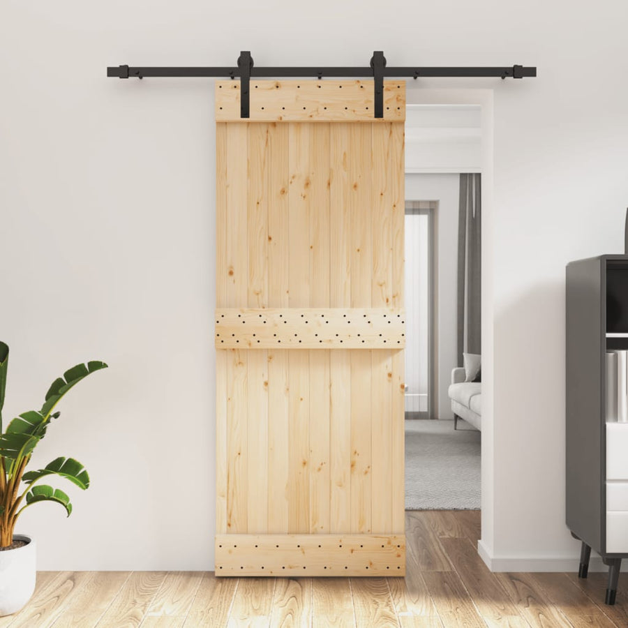 Ușă Glisantă Cu Set De Feronerie 80X210 Cm, Lemn Masiv De Pin