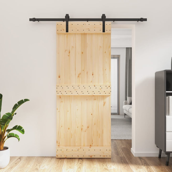 Ușă Glisantă Cu Set De Feronerie 85X210 Cm, Lemn Masiv De Pin