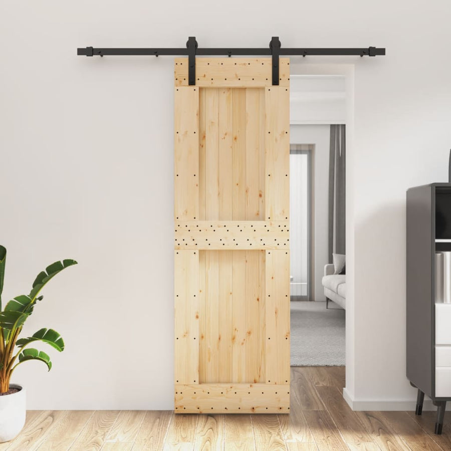 Ușă Glisantă Cu Set De Feronerie 70X210 Cm, Lemn Masiv De Pin