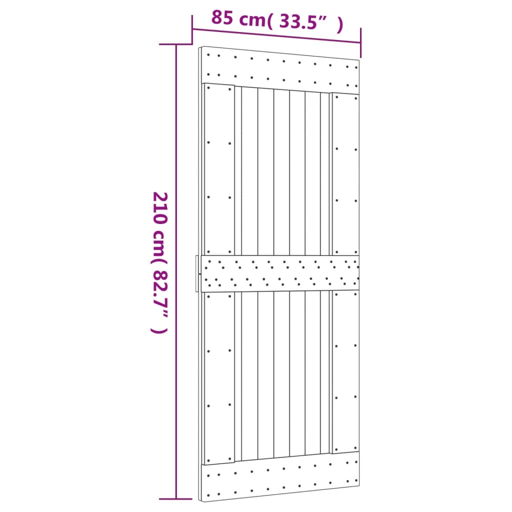 Ușă Glisantă Cu Set De Feronerie 85X210 Cm, Lemn Masiv De Pin