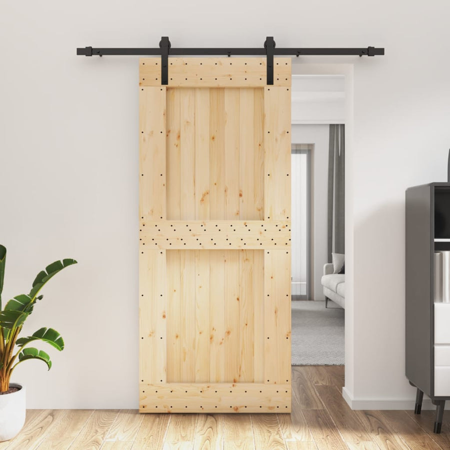 Ușă Glisantă Cu Set Feronerie, 90X210 Cm, Lemn Masiv De Pin