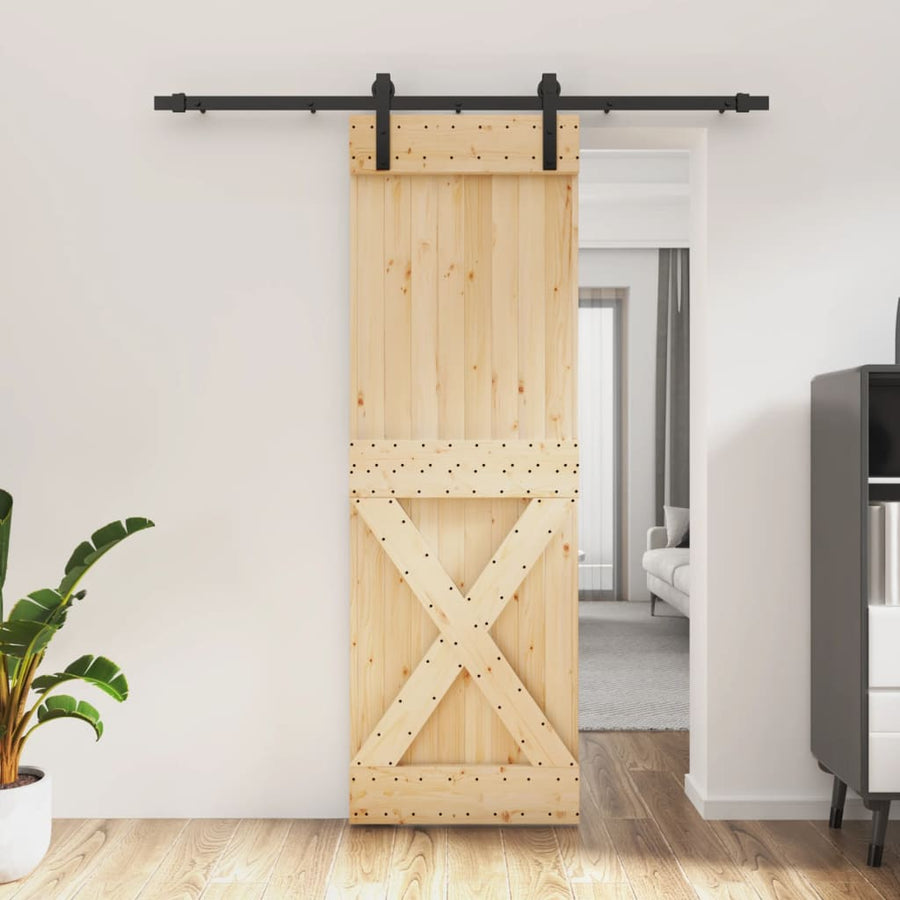 Ușă Glisantă Cu Set De Feronerie 70X210 Cm, Lemn Masiv De Pin