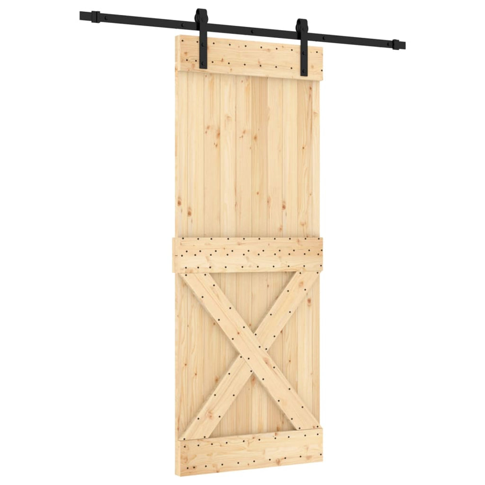 Ușă Glisantă Cu Set De Feronerie 80X210 Cm, Lemn Masiv De Pin