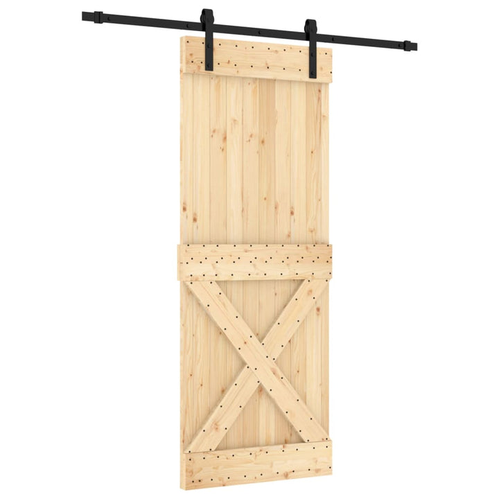 Ușă Glisantă Cu Set De Feronerie 80X210 Cm, Lemn Masiv De Pin