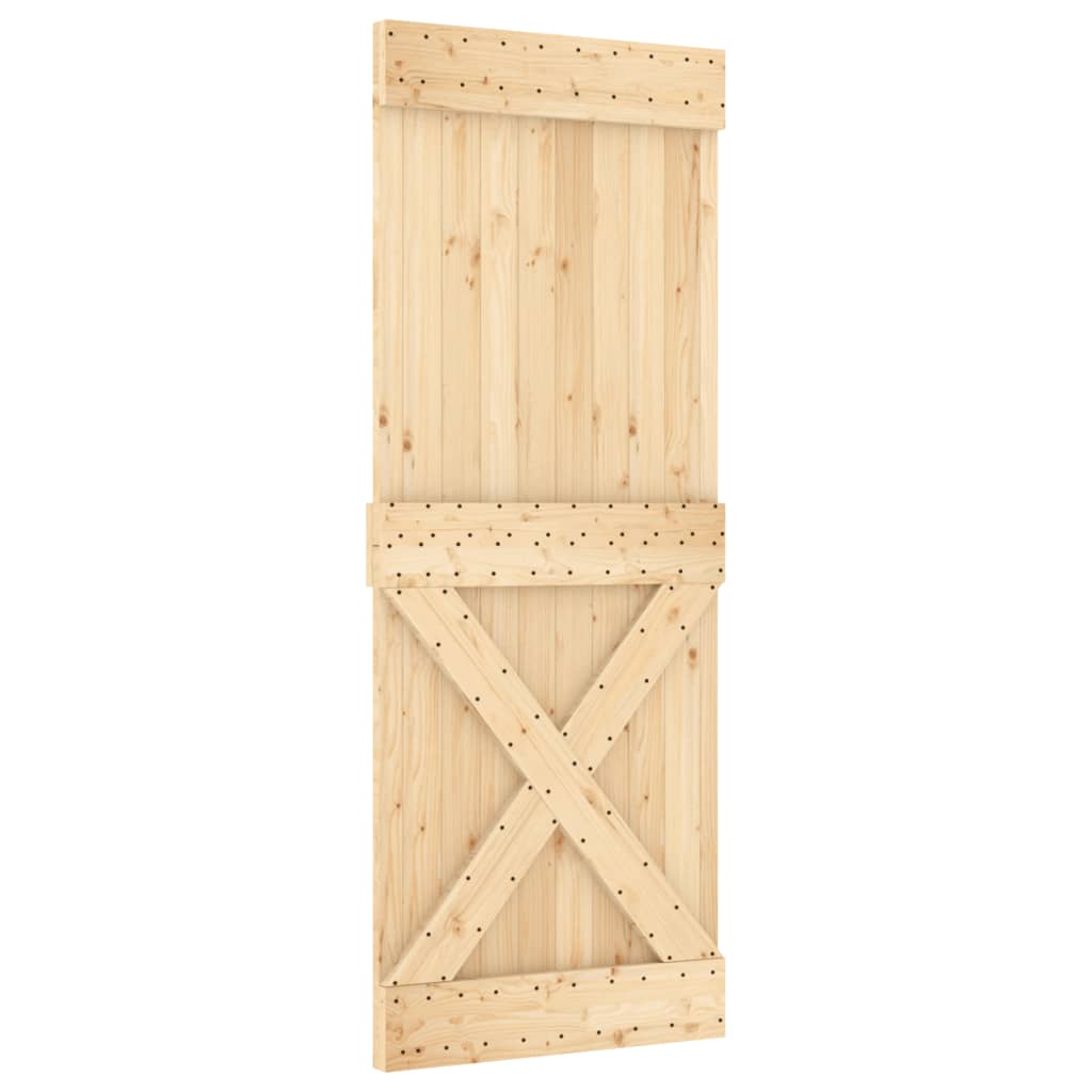 Ușă Glisantă Cu Set De Feronerie 80X210 Cm, Lemn Masiv De Pin