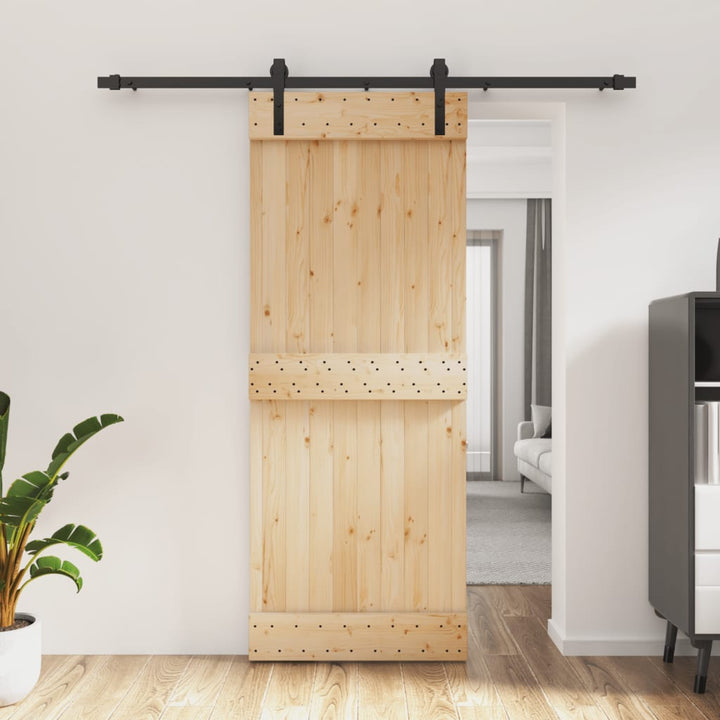 Ușă Glisantă Cu Set De Feronerie 80X210 Cm, Lemn Masiv De Pin