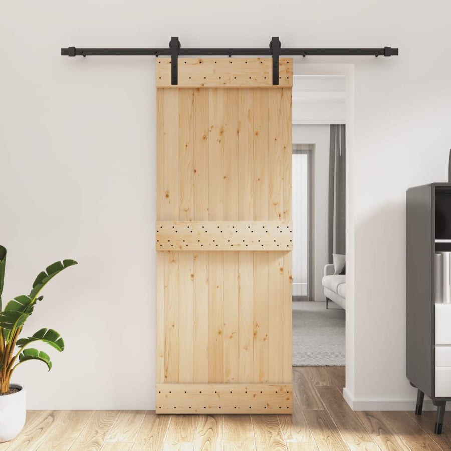 Ușă Glisantă Cu Set De Feronerie 80X210 Cm, Lemn Masiv De Pin