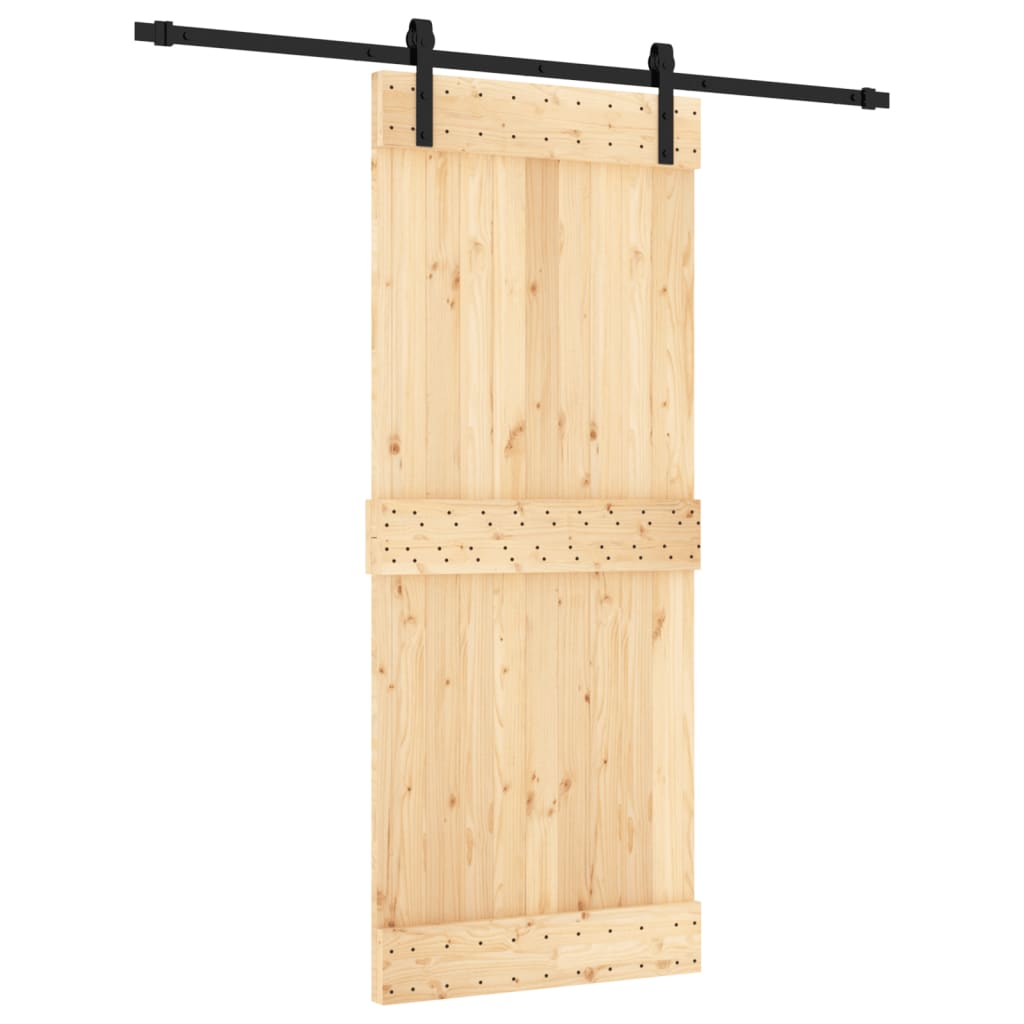 Ușă Glisantă Cu Set De Feronerie 85X210 Cm, Lemn Masiv De Pin