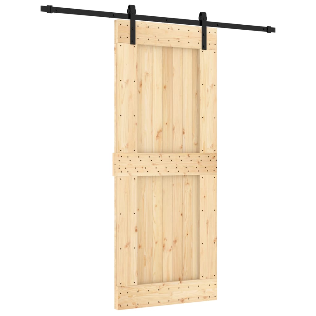 Ușă Glisantă Cu Set De Feronerie 85X210 Cm, Lemn Masiv De Pin