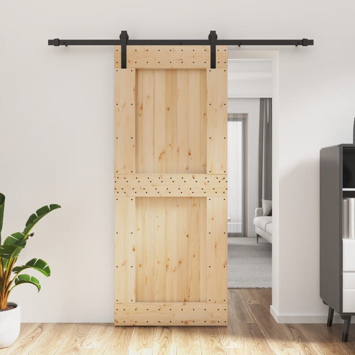 Ușă Glisantă Cu Set De Feronerie 85X210 Cm, Lemn Masiv De Pin