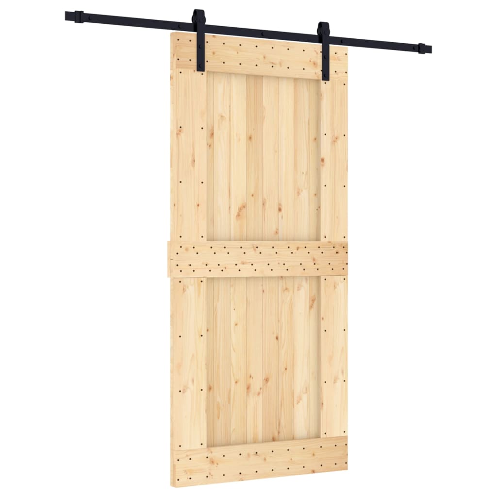 Ușă Glisantă Cu Set De Feronerie 95X210 Cm, Lemn Masiv De Pin