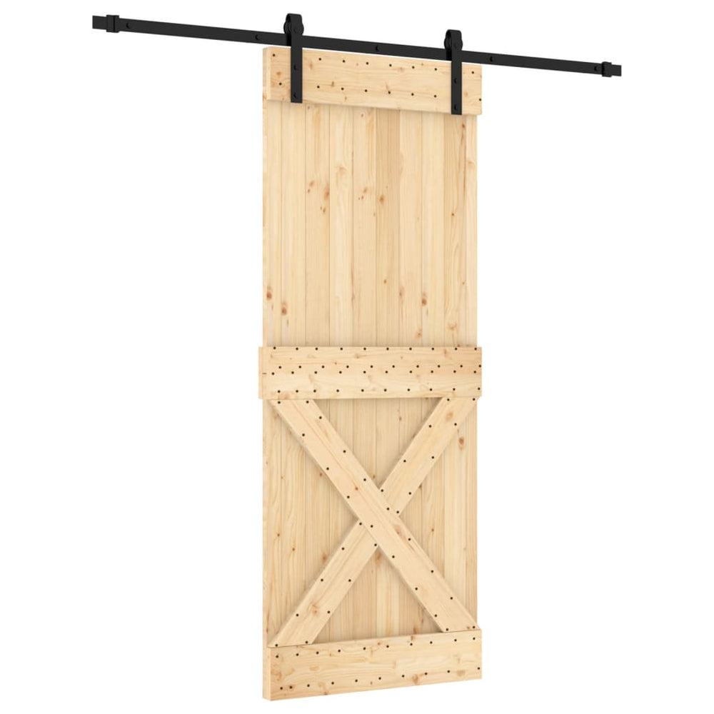 Ușă Glisantă Cu Set De Feronerie 80X210 Cm, Lemn Masiv De Pin