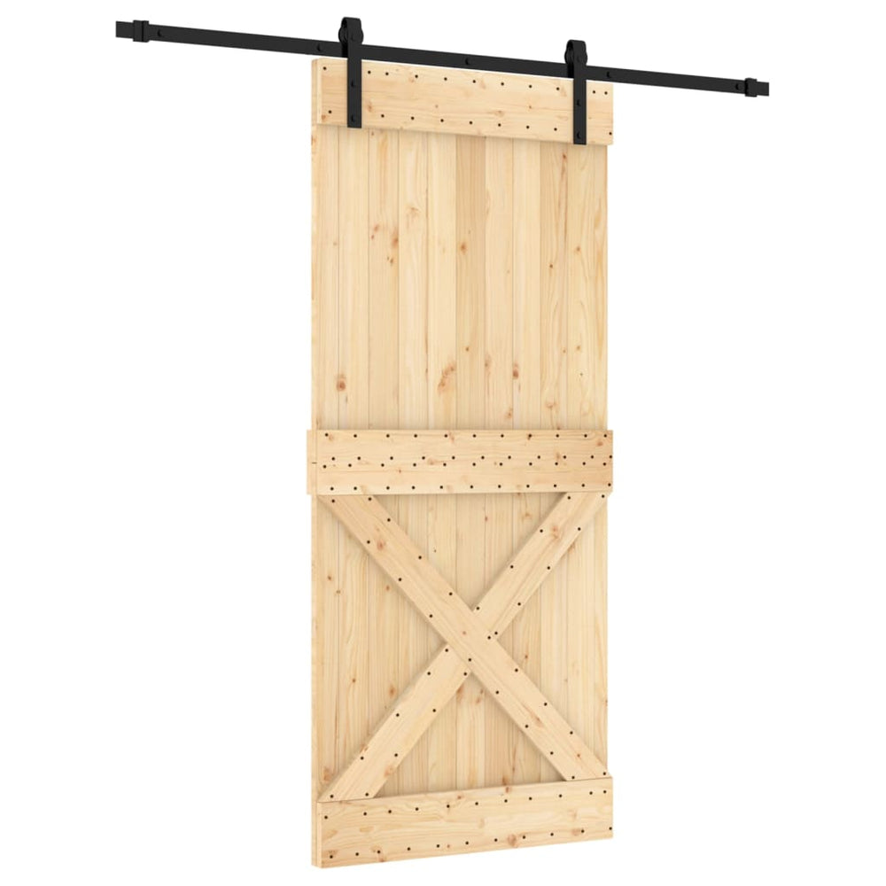 Ușă Glisantă Cu Set Feronerie, 90X210 Cm, Lemn Masiv De Pin
