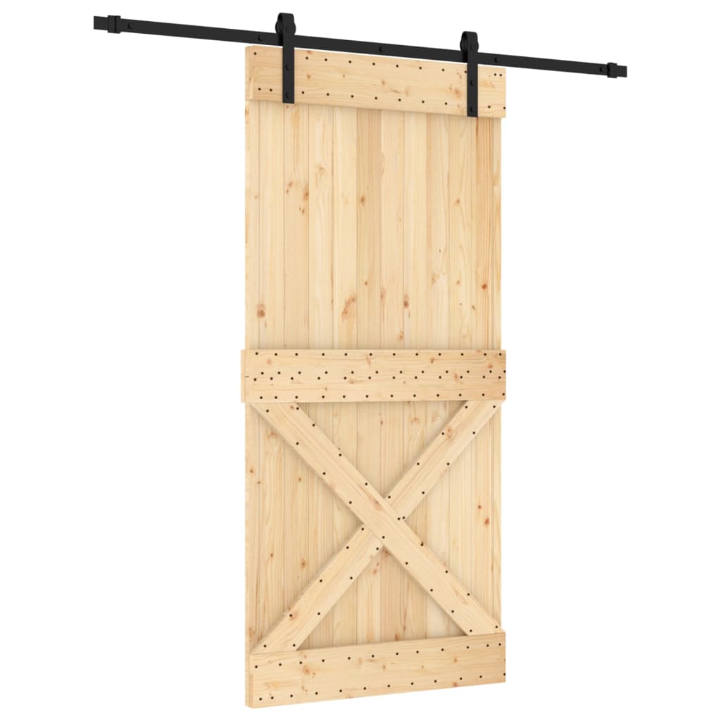 Ușă Glisantă Cu Set De Feronerie 95X210 Cm, Lemn Masiv De Pin
