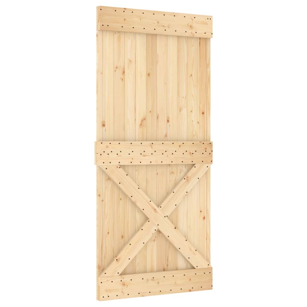 Ușă Glisantă Cu Set De Feronerie 95X210 Cm, Lemn Masiv De Pin