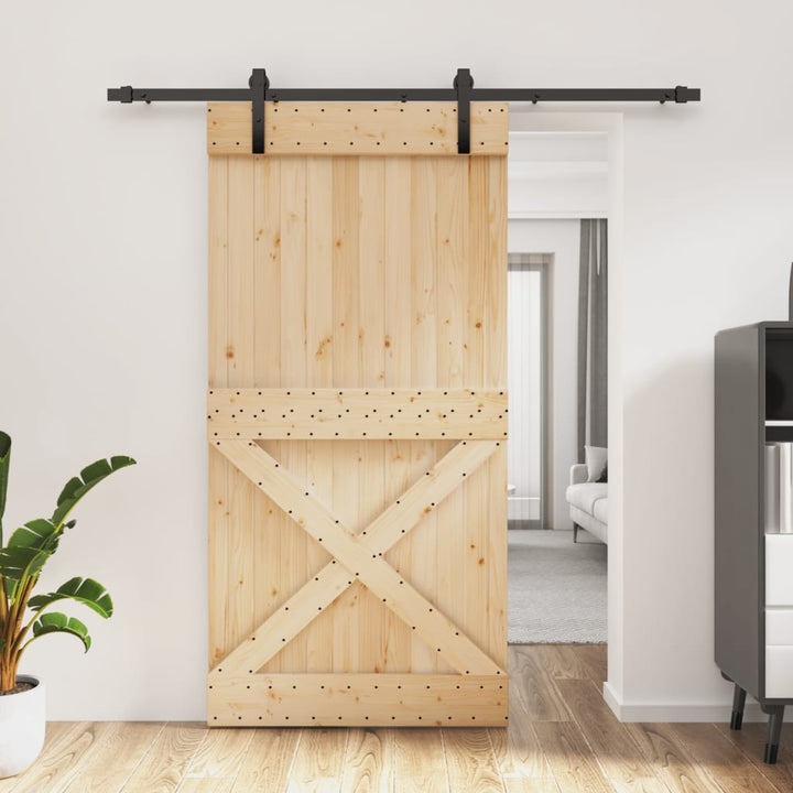 Ușă Glisantă Cu Set Feronerie, 100X210 Cm, Lemn Masiv De Pin