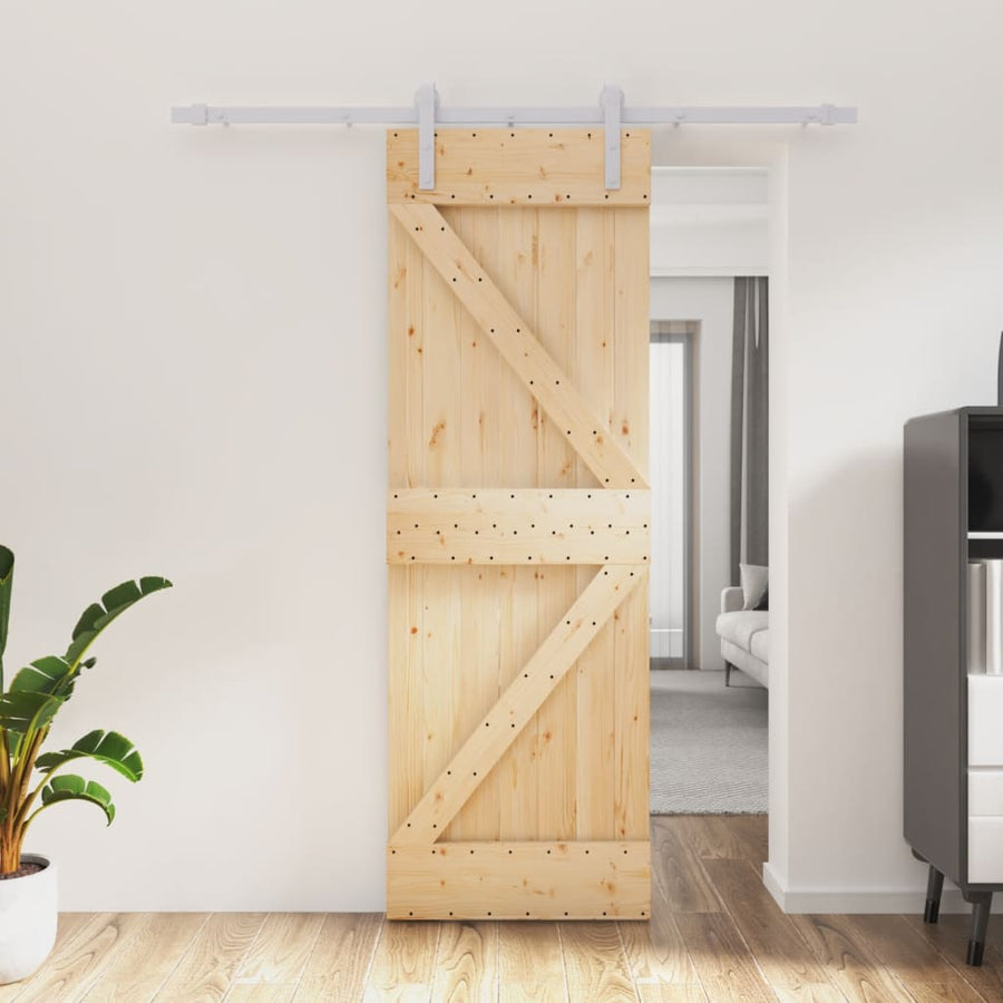 Ușă Glisantă Cu Set De Feronerie 70X210 Cm, Lemn Masiv De Pin
