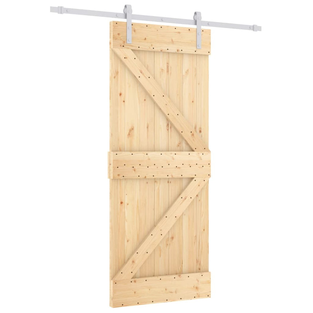 Ușă Glisantă Cu Set De Feronerie 80X210 Cm, Lemn Masiv De Pin