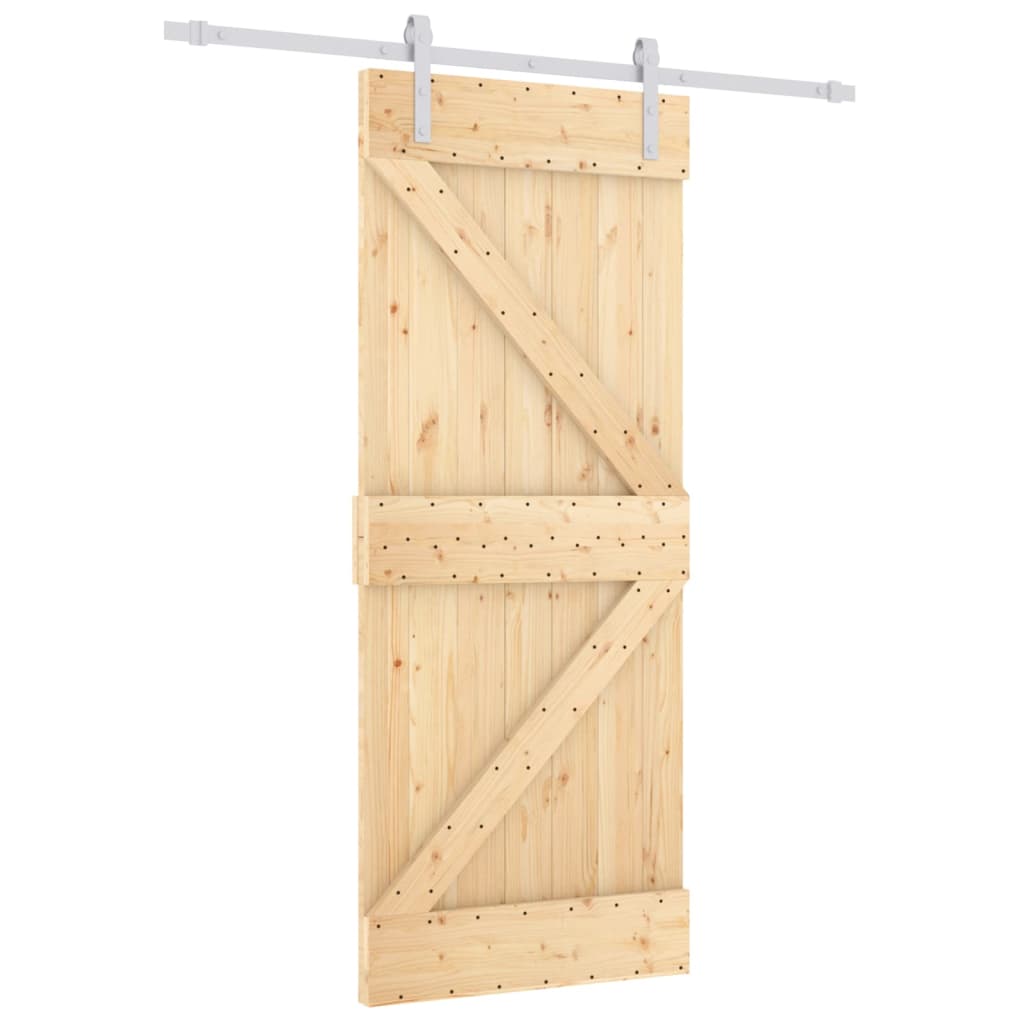 Ușă Glisantă Cu Set De Feronerie 80X210 Cm, Lemn Masiv De Pin