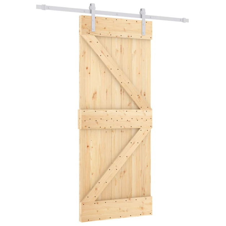 Ușă Glisantă Cu Set De Feronerie 80X210 Cm, Lemn Masiv De Pin