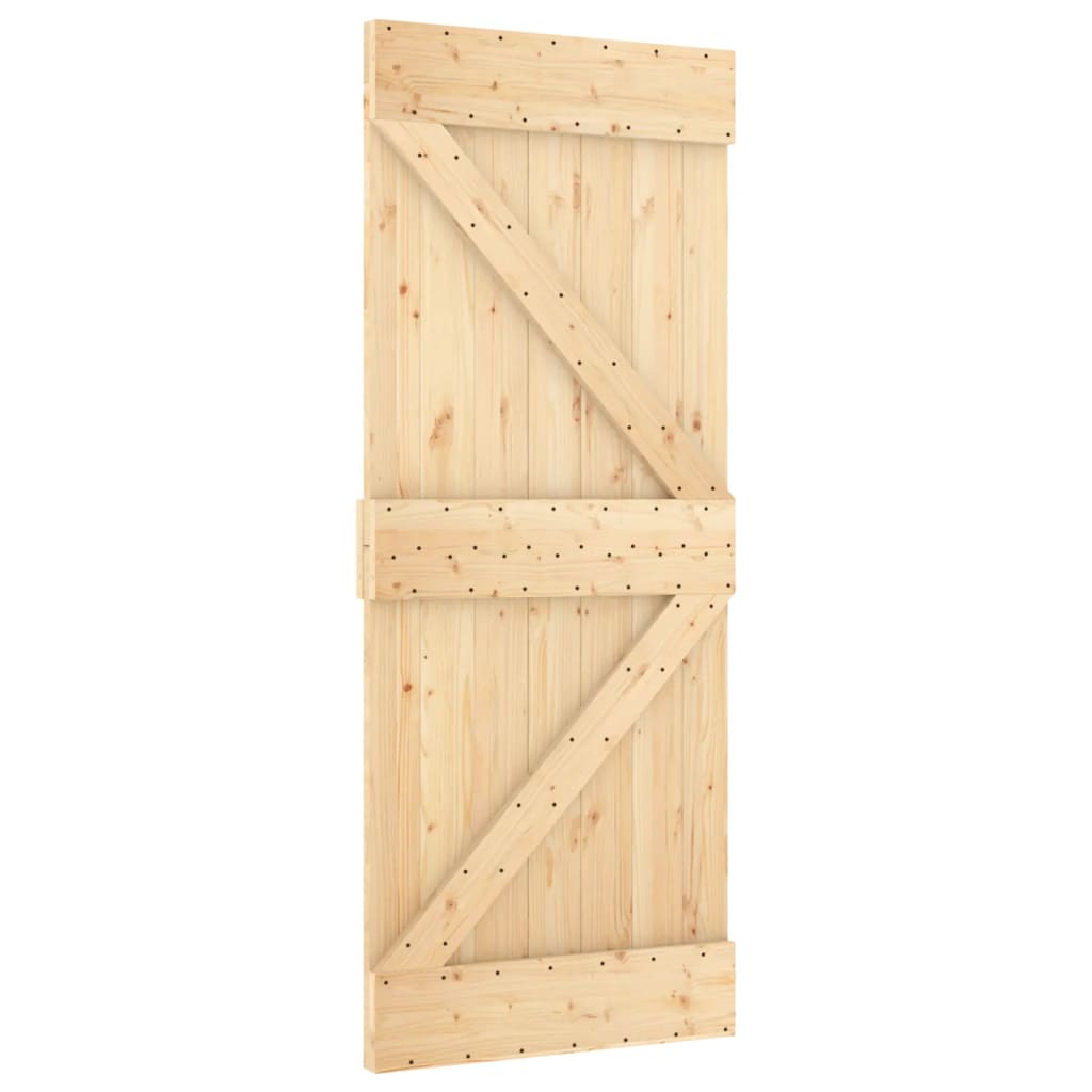 Ușă Glisantă Cu Set De Feronerie 80X210 Cm, Lemn Masiv De Pin