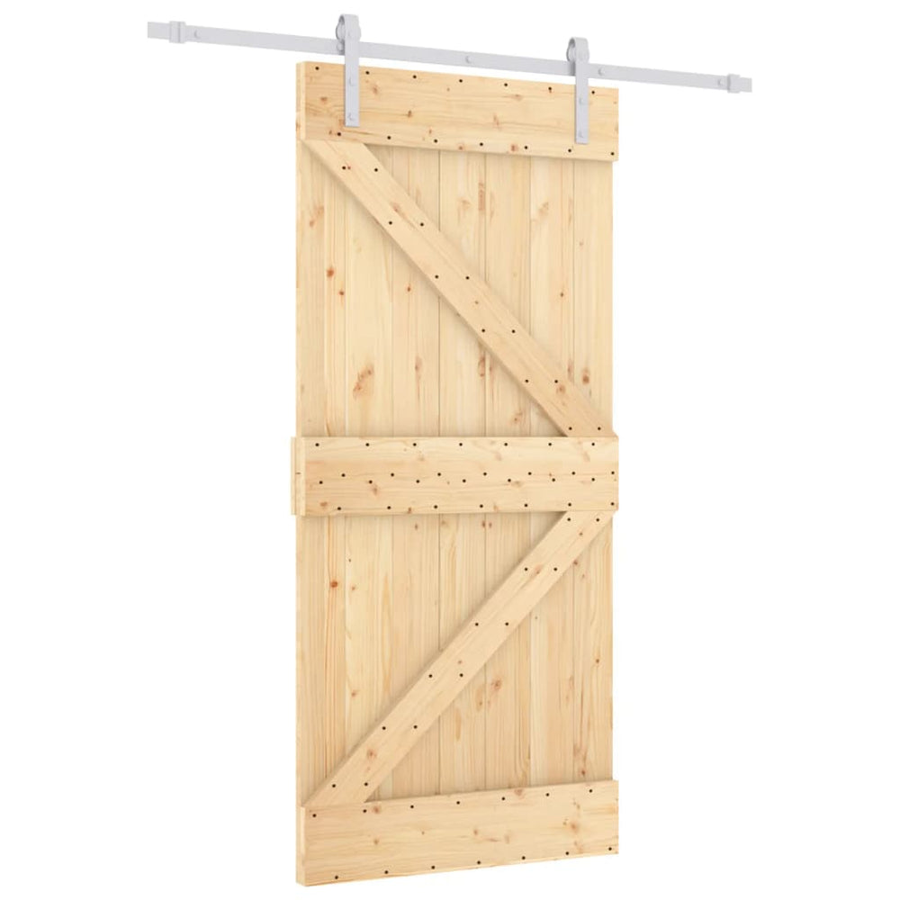 Ușă Glisantă Cu Set Feronerie, 90X210 Cm, Lemn Masiv De Pin