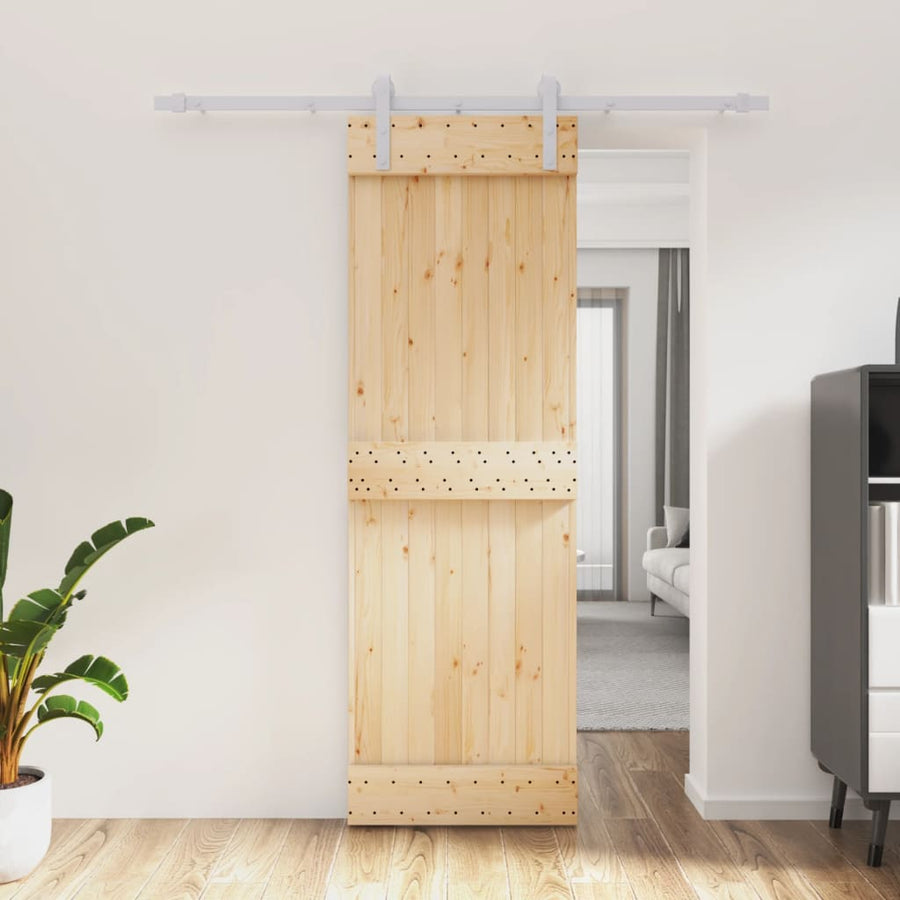 Ușă Glisantă Cu Set De Feronerie 70X210 Cm, Lemn Masiv De Pin