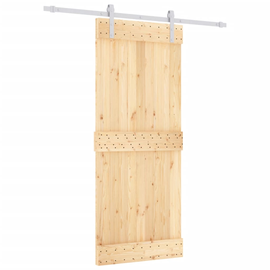 Ușă Glisantă Cu Set De Feronerie 85X210 Cm, Lemn Masiv De Pin