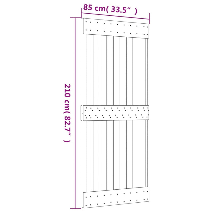 Ușă Glisantă Cu Set De Feronerie 85X210 Cm, Lemn Masiv De Pin