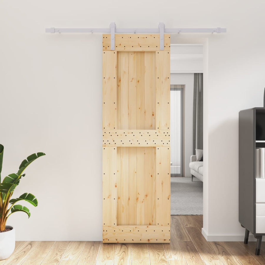 Ușă Glisantă Cu Set De Feronerie 70X210 Cm, Lemn Masiv De Pin