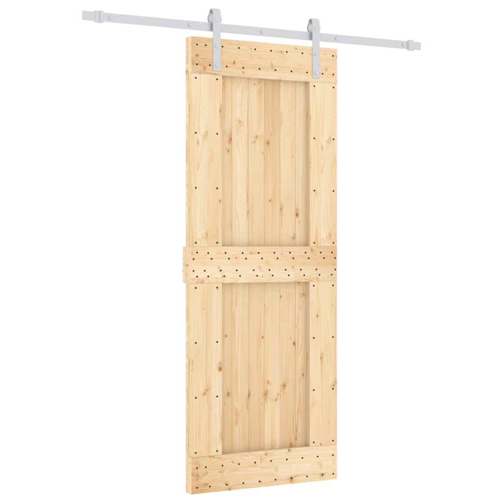 Ușă Glisantă Cu Set De Feronerie 80X210 Cm, Lemn Masiv De Pin