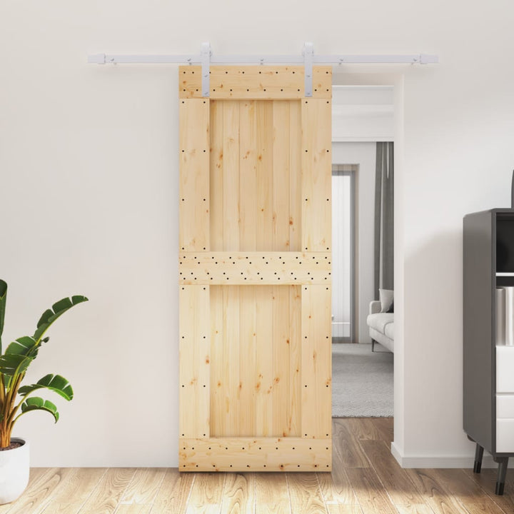 Ușă Glisantă Cu Set De Feronerie 80X210 Cm, Lemn Masiv De Pin
