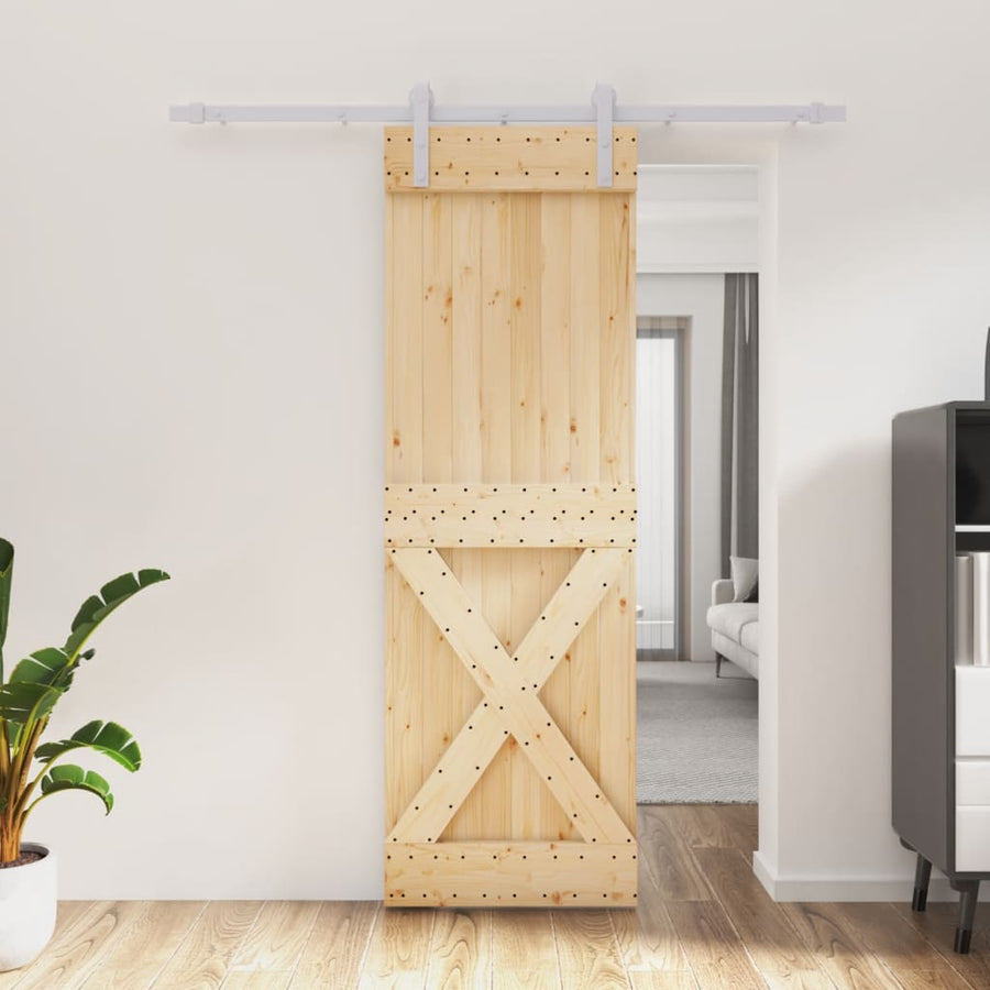Ușă Glisantă Cu Set De Feronerie 70X210 Cm, Lemn Masiv De Pin