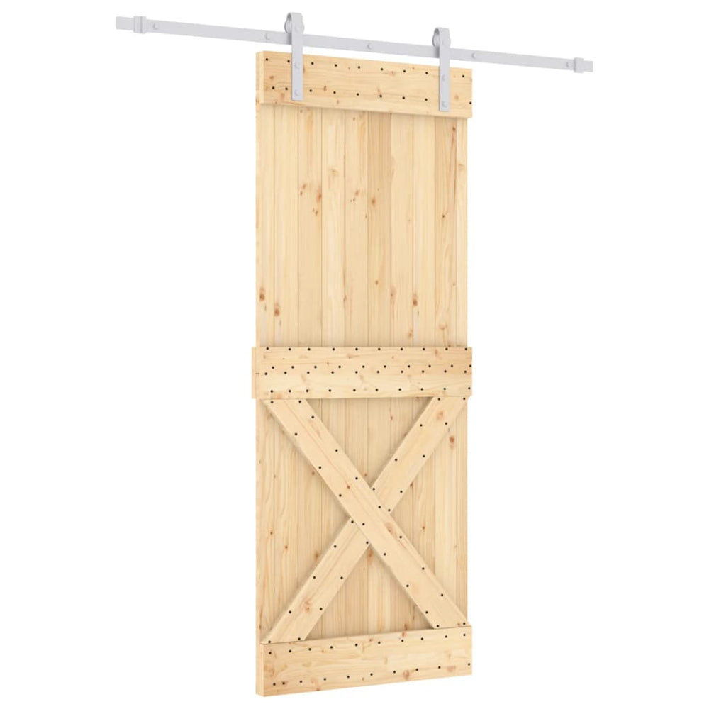 Ușă Glisantă Cu Set De Feronerie 80X210 Cm, Lemn Masiv De Pin