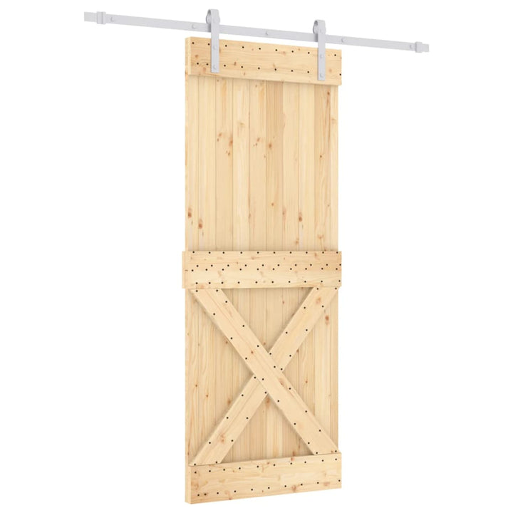 Ușă Glisantă Cu Set De Feronerie 80X210 Cm, Lemn Masiv De Pin