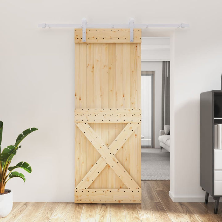 Ușă Glisantă Cu Set De Feronerie 80X210 Cm, Lemn Masiv De Pin