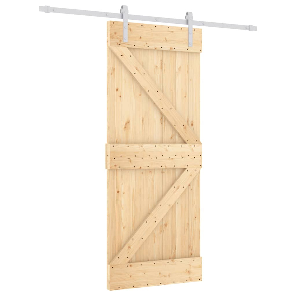 Ușă Glisantă Cu Set De Feronerie 85X210 Cm, Lemn Masiv De Pin