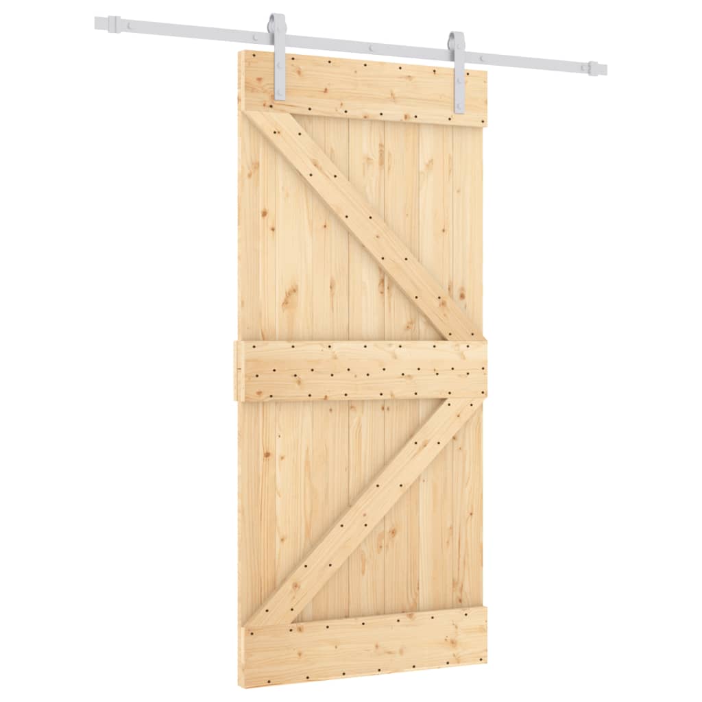 Ușă Glisantă Cu Set De Feronerie 95X210 Cm, Lemn Masiv De Pin