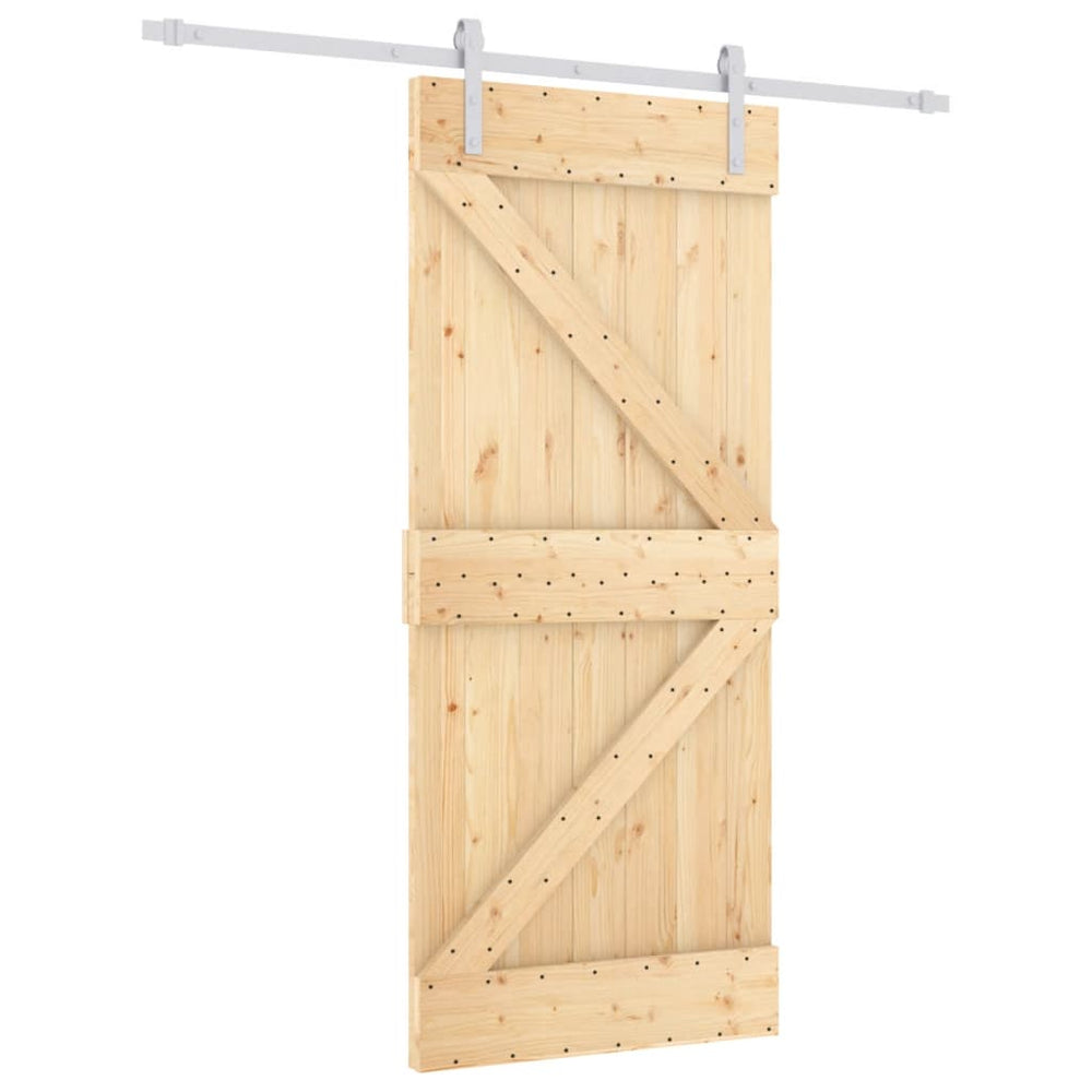 Ușă Glisantă Cu Set Feronerie, 90X210 Cm, Lemn Masiv De Pin