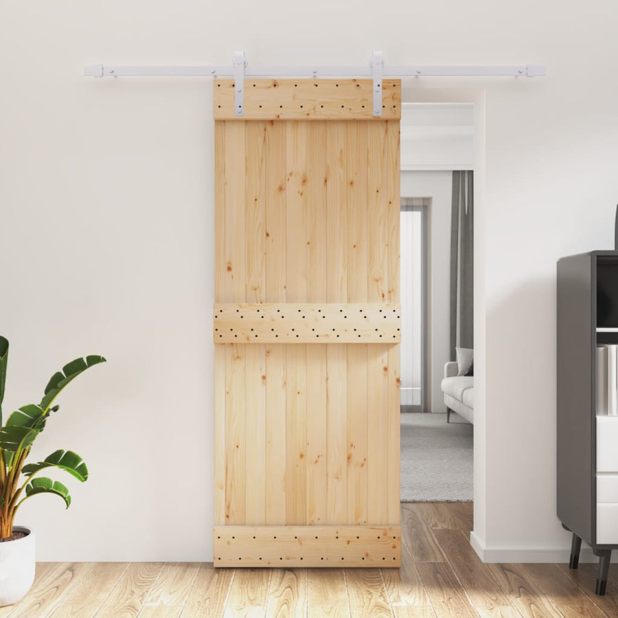 Ușă Glisantă Cu Set De Feronerie 80X210 Cm, Lemn Masiv De Pin