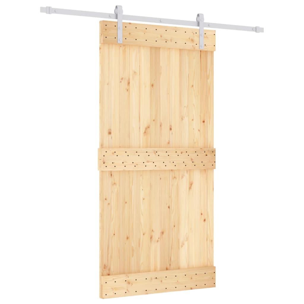 Ușă Glisantă Cu Set Feronerie, 100X210 Cm, Lemn Masiv De Pin